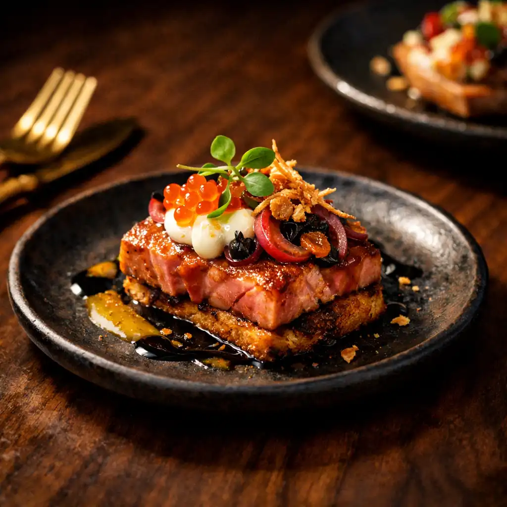 Gondosan tálalt signature tapas kis tányér